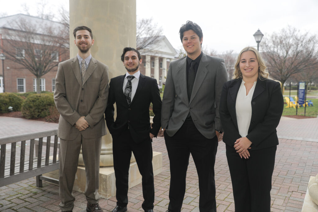 Tyler Fedorko, Senior, Mechanical Engineering; Nicholas Moriello, Senior, Mechanical Engineering; Reid Carrico, Senior, Mechanical Engineering; and Madison Donohue, Senior, Finance.